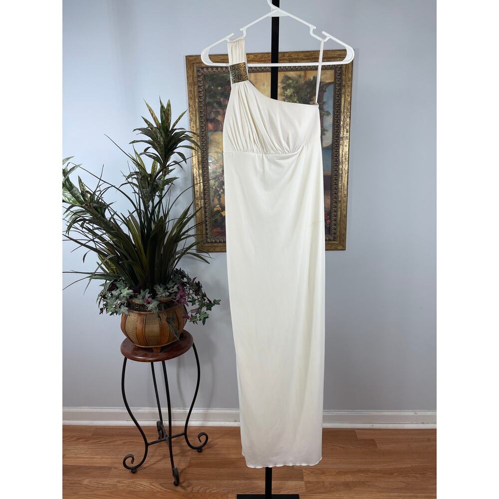Sweet Storm One Shoulder Dress Womens S Off-White‎ Pleated Grecian Minimalist